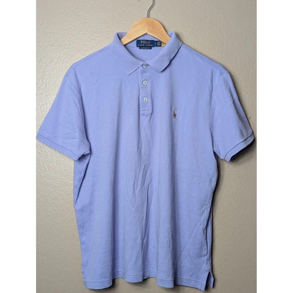 Polo Ralph Lauren Polo Shirt Mens L Purple Slim Fit Short Sleeve Pony Logo
